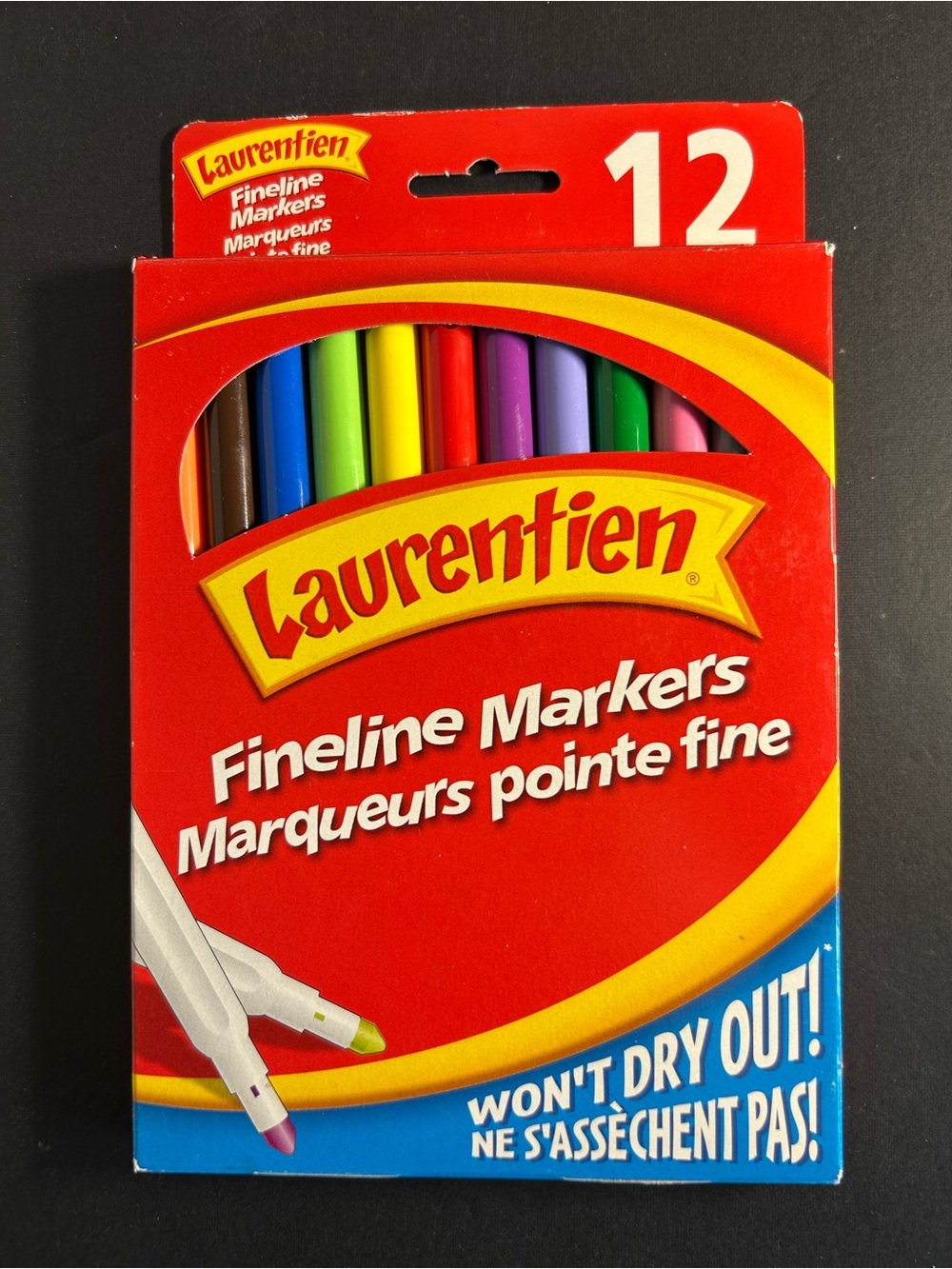 Vintage Set of 12 Laurentien Fineline Markers in Original Packaging.